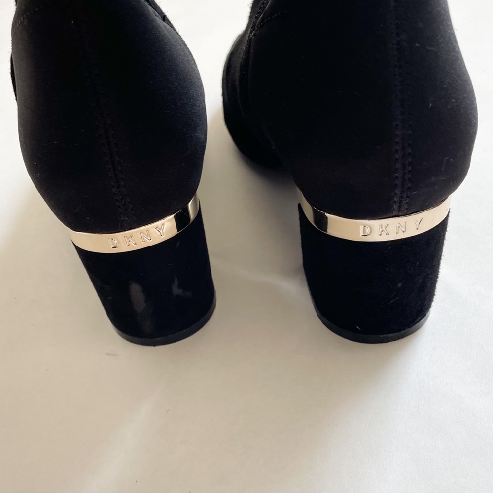 DKNY Black Cora Over the Knee Boots with Gold Accent - Picture 4 of 8